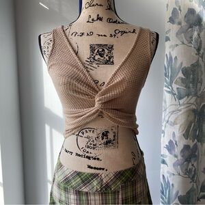 NWOT Blue Blush Twisted Front Crop Top - Beige - S, M, L